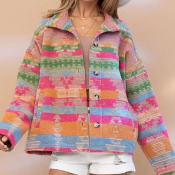 THE TOPSANNAH LADIES AZTEC PRINT JACKET - Picture 6 of 12
